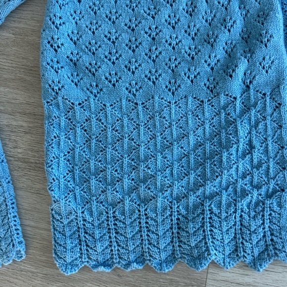 NWT Willow & Wind crochet knit Cardigan women’s Medium Light Blue cottagecore - Picture 3 of 6